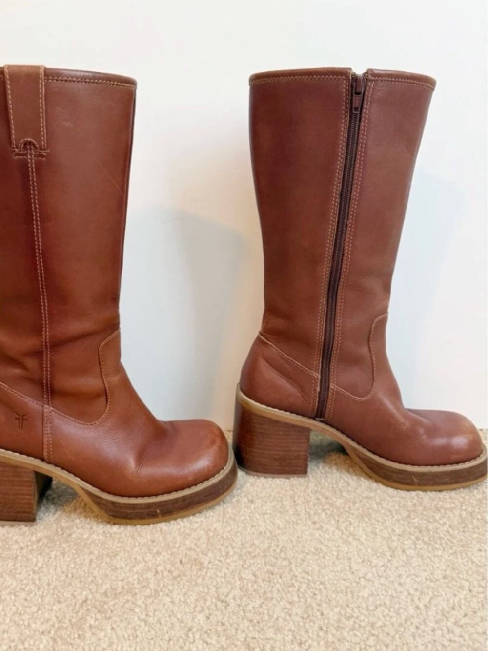 Vintage Frye Dorian Brown Leather Platform Chunky Heeled Boots Y2K 90’s SZ: 6.5 - Picture 6 of 6